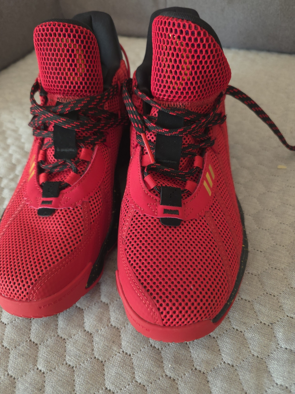 adidas Kids Red and Black Mesh Athletic Sneakers